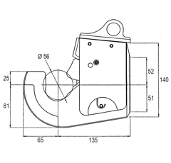 Crochet de bras à souder réversible Ø 56 mm adaptable