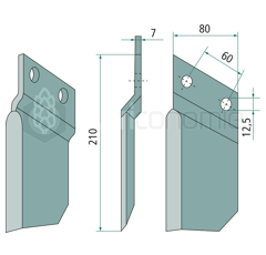 Lame 210 x 80 x 7 mm pour cureuse rotative DONDI adaptable