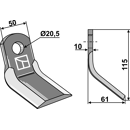 Fléau 115 x 50 x 61 x 10 mm pour broyeur MASCHIO 03400406 adaptable