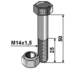 Tornillo M14x1,5 x 50 para trituradora  adaptable - Blacksteel©