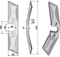 Spatenkrümler Messer - rechts - 6436.29.01  SSG 400 | Rabe - Nachbau