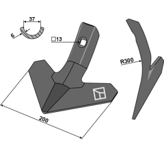 Gänsefußschar 200 x 6 mm für Grubber KUHN – Nachbau