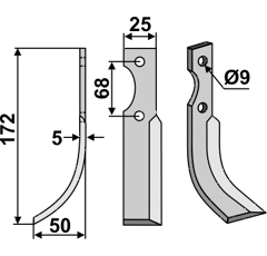 Fräsmesser Links 172 x 25 Pasquali Nachbau