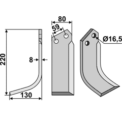 Fräsmesser Links 220 x 80 Rabe Nachbau