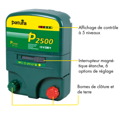 Electrificateur P2500 multifonctions 230V + 12V | PATURA