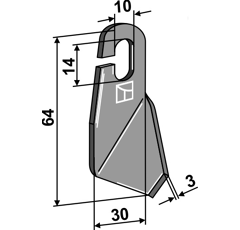Fléau gauche à ailettes pour broyeur AMAZONE 995778 adaptable