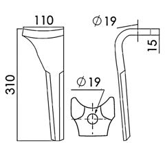 Dent droite pour herse rotative KUHN 52620400 origine