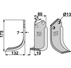 Lame gauche pour Fraise/Rotavator HOWARD 994981 adaptable 
