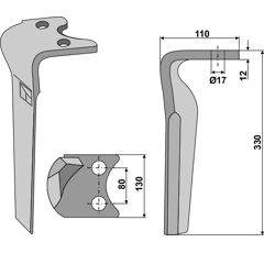 Dent Gauche pour herses rotatives AMAZONE 6808400 adaptable - BlackSteel©