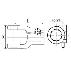 Mâchoire extremite 1"3/4 20C 36x89 mm verrou à poussoir | WALTERSCHEID