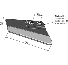 Aileron droite 190 - 9,5 mm adaptable - BlackSteel©