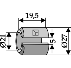 Spannbuchse 19,5x21 für Häcksler TÜNNIßEN & STOCKS – Nachbau  