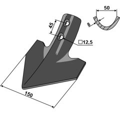 Soc triangulaire 150 x 8 mm adaptable 