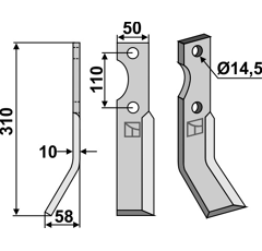 Lame gauche pour Fraise/Rotavator NIEMEYER 035171 adaptable - Blacksteel©