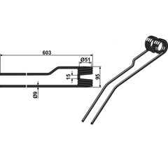 Dent de fenaison pour andaineur DEUTZ-FAHR VF16624404.86 adaptable - BlackSteel©