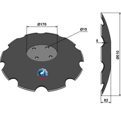 Disque crénelé ∅610x5 pour déchaumeur MASCHIO 18120080 adaptable