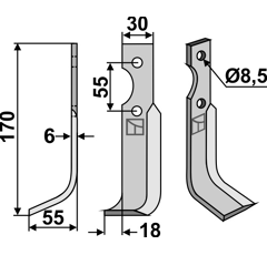 Fräsmesser 170x30mm, links - Mehrere Marken