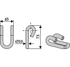Schäkel 73 x 45 für Mulcher VOTEX – Nachbau  