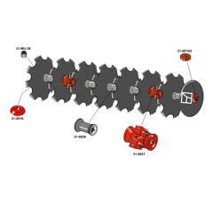 Segment mit 9 gezackten Scheiben Ø610 für Grubber – Nachbau  