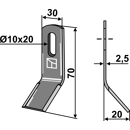 Fléau 70 mm pour broyeur AGRIA 71009 adaptable