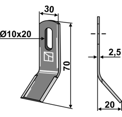 Schlegelmesser 70 mm für Mulcher AGRIA - LIPCO 71009 - Nachbau