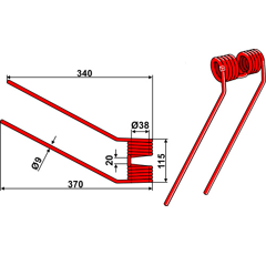 Heuwenderzinken Ø9 - rechts - 00 0926 350 0 | Claas - Nachbau