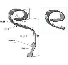 Dent à ressort pour cultivateur KONGSKILDE OVERUM 101155044 adaptable - Blacksteel©
