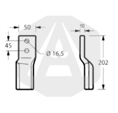 Lame droite 202 x 50 x 10 mm pour fraise 422630 adaptable