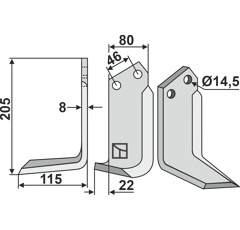 Lame gauche pour Fraise/Rotavator BREVIGLIERI 30412S adaptable - Blacksteel©