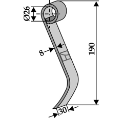 Schlegelmesser 190 x 30 x 8 mm für Mulcher MASCHIO T40005143 - Nachbau