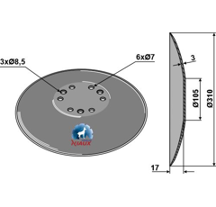 Disque lisse Ø310x3 mm pour semoir ACCORD AC495390 adaptable - Blacksteel©