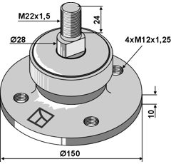 Lagerflansch / 4-Loch M12 x 1,25 / LK Ø100 – Nachbau  