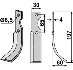 Fräsmesser Rechts 197 x 30 Bertolini, Eurosystems Nachbau