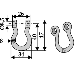 Manille 47x26 pour broyeur BOMFORD adaptable - Blacksteel©