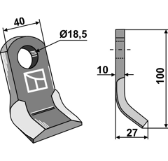 Couteau-Y pour broyeur 100x40mm PALLADINO adaptable - Blacksteel©