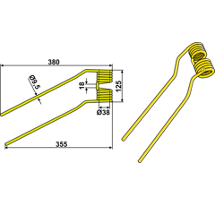 Heuwenderzinken Ø9,5 - links - 600039 / 600033 / 10501 / 600011 | Niemeyer - Nachbau