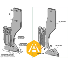Schar 102 x 21 x 13 mm für Grubber BOURGAULT Nachbau