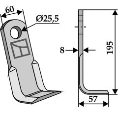 Couteau équerre pour broyeur 195x60mm AGRICOM adaptable - Blacksteel©