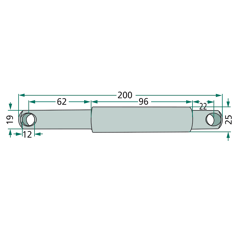 Piton attelage Ø 19 mx 200 mm adaptable