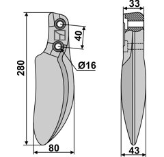Dent pour herse rotative DUTZI 10127 adaptable - Blacksteel©