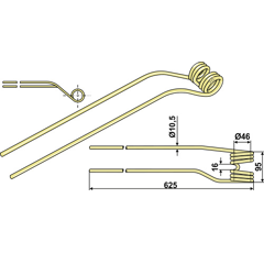 Dent droite de fenaison pour KRONE 2650110 adaptable - BlackSteel©