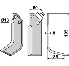 Fräsmesser Rechts 195 x 80 JNC Nachbau