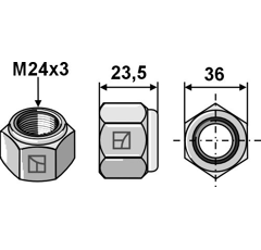 Écrou autobloquant pour broyeur M24x3 - adaptable