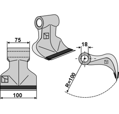 Hammerschlegel verstärkt für Mulcher 100x75mm DRAGONE ND00001692000 – Nachbau  