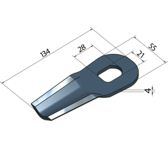 KM-Klinge gewölbt 134x55x4 mm LochØ: 28x21 mm 13800048N JF-Stoll Nachbau 