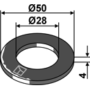 Rondelle 50 x 4 x 28 mm adaptable
