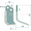 Lame gauche 157 x 135 x 60 x 6 mm pour fraise AGRATOR adaptable