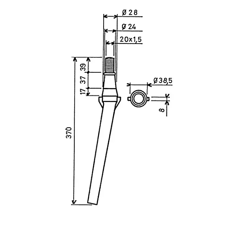 Dent conique longue pour herse rotative LELY 116321487 adaptable