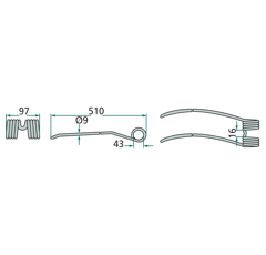 Dent d'andaineur pour faneuse PÖTTINGER 00436142 adaptable