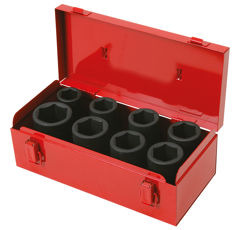 Coffret de 8 douilles longues à chocs 3/4" 6 pans 24 à 36 mm | KS TOOLS